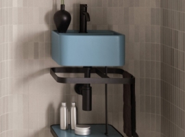 Umywalka ceramiczna Les Petites Quadrato z ramą ceramika cielo