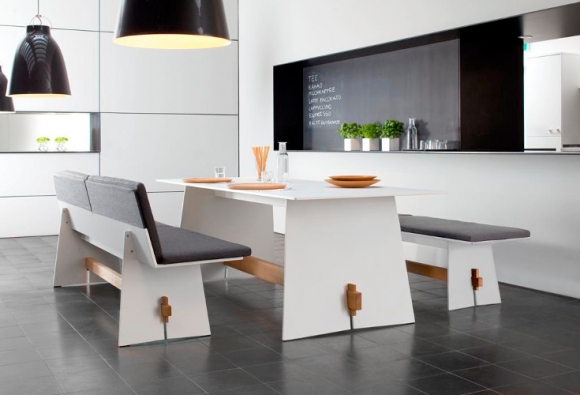 stół prostokątny z hpl; designerskie meble do jadalni; designerski stół